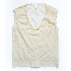 NEW J. CREW Ruffle Neck Sheer Shiny Stripes Silk Blend Top S